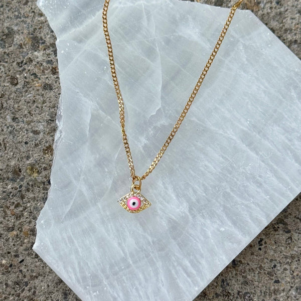PINK EVIL EYE SUPER MINI necklace