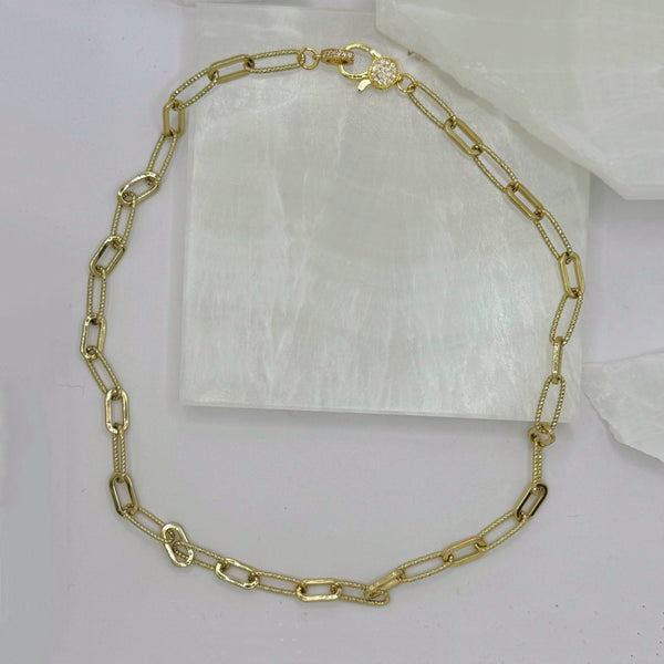 DIAMOND CUT PAPER CLIP LINK necklace