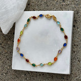 MULTICOLOR OVAL JEWEL anklet