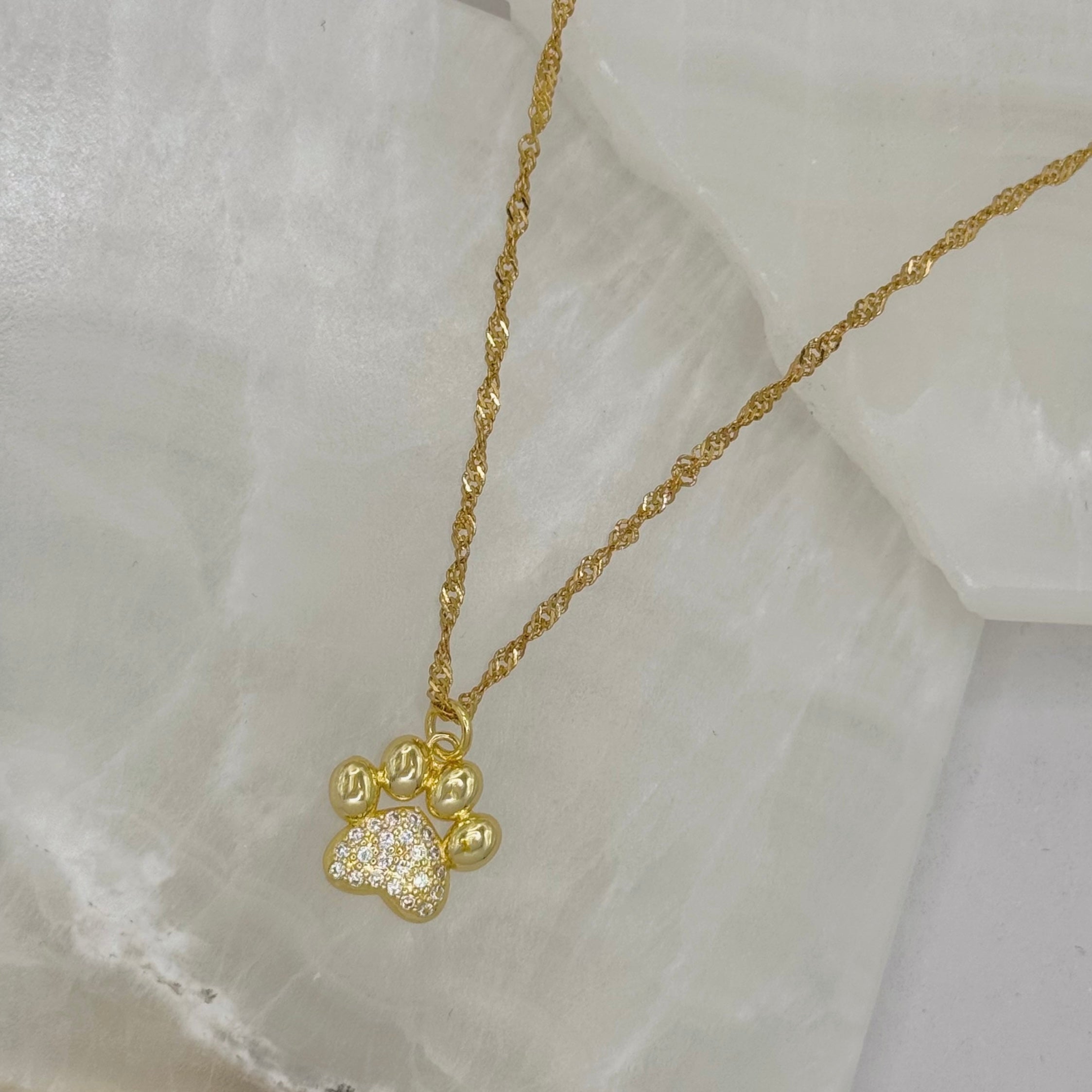 CRYSTAL PAW PRINT II necklace