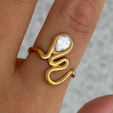 GOLD CRYSTAL SQUIGGLE STEEL ring