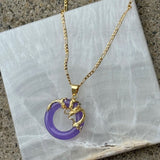 ROUND DRAGON PURPLE JADE necklace