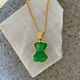 GREEN TEDDY BEAR necklace