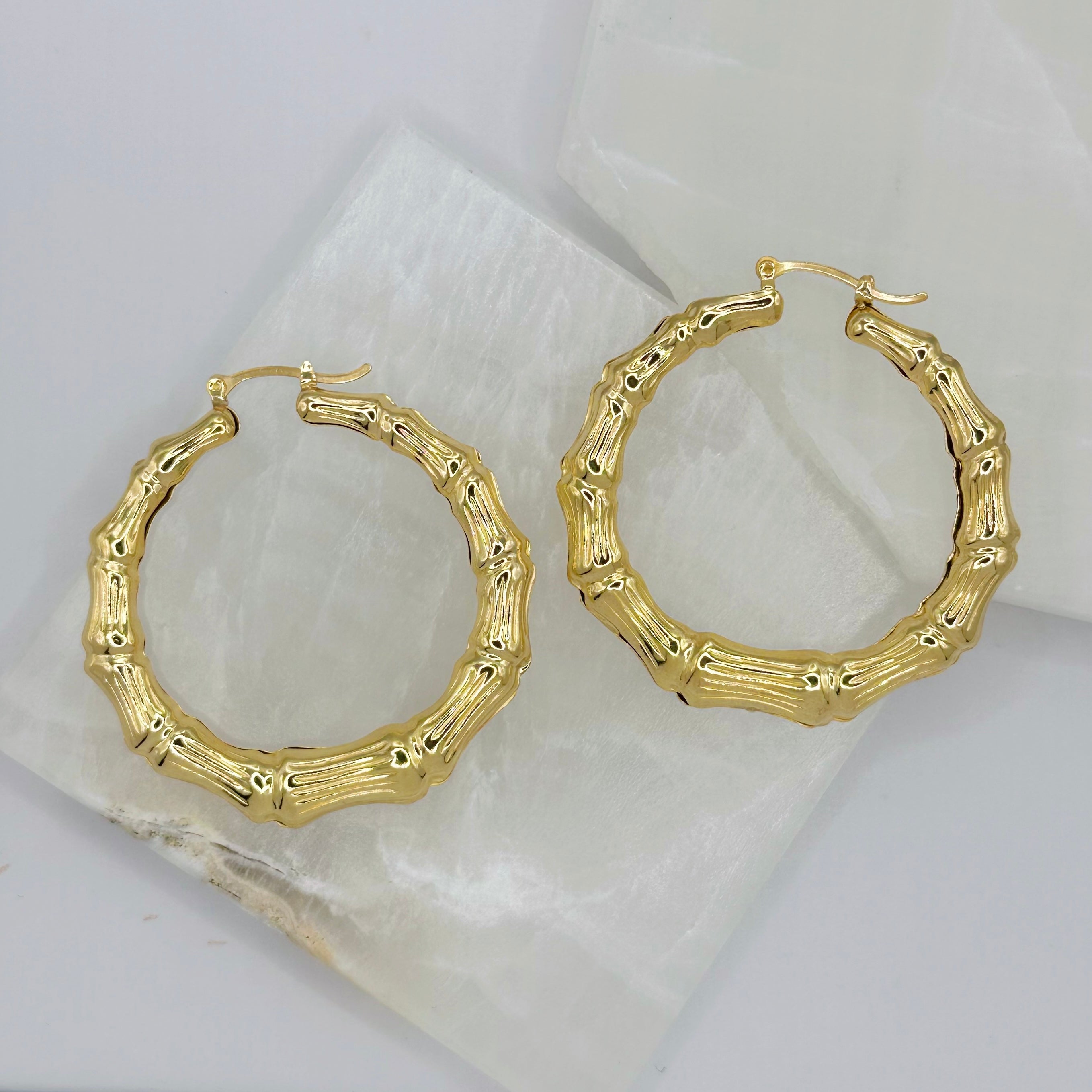 LARGE VINTAGE BAMBOO HOOP earrings