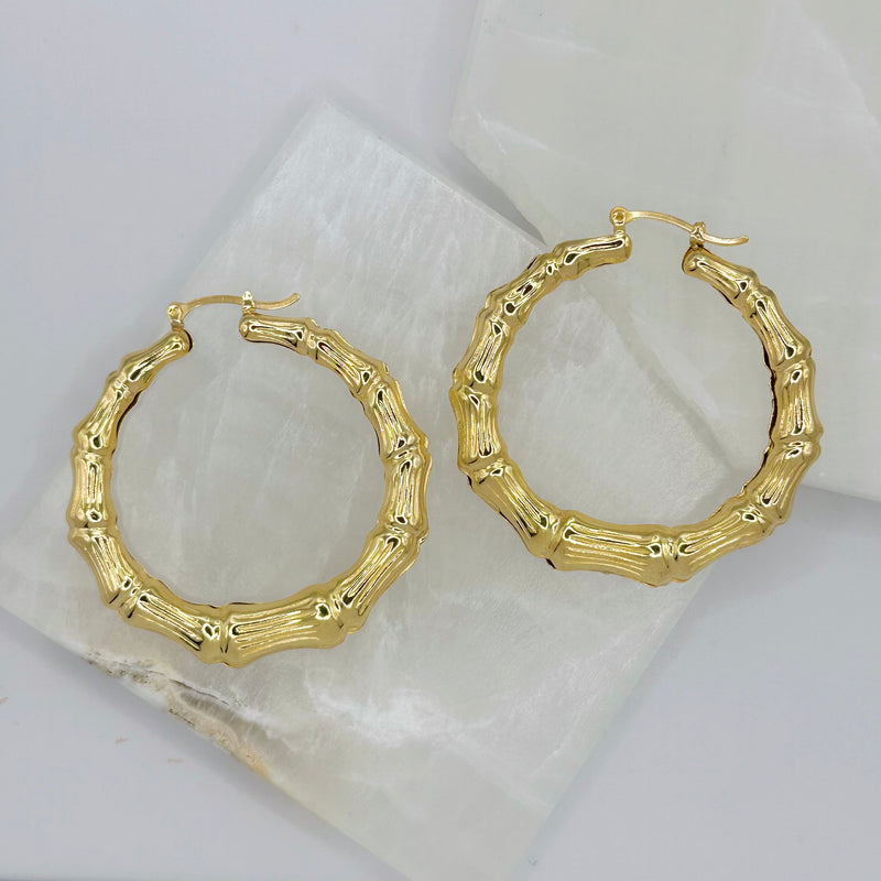 LARGE VINTAGE BAMBOO HOOP earrings