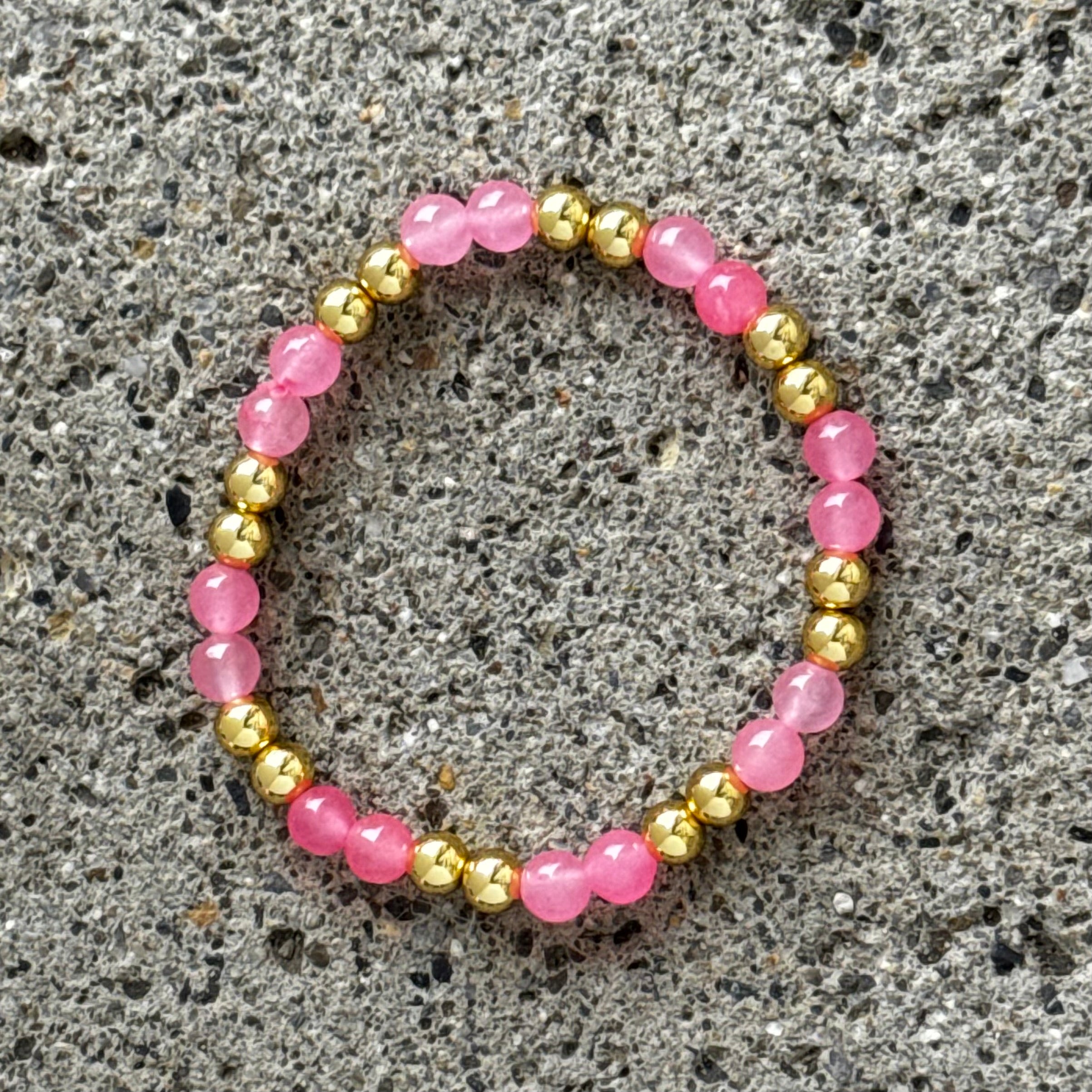GOLD DOUBLE ROSE QUARTZ BEADED bracelet