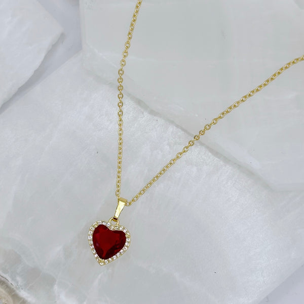 GARNET CRYSTAL HEART necklace