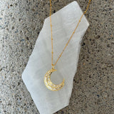 GOLD WHITE ENAMEL MOON necklace