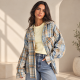 OVERSIZED LIGHT BLUE PLAID FLANNEL shirt