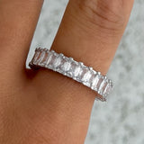 SILVER CRYSTAL BAGUETTE ring