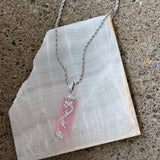 SILVER POWERFUL DRAGON PINK JADE necklace