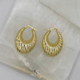 GOLD CHUNKY TAPERED RIDGES HOOP earrings