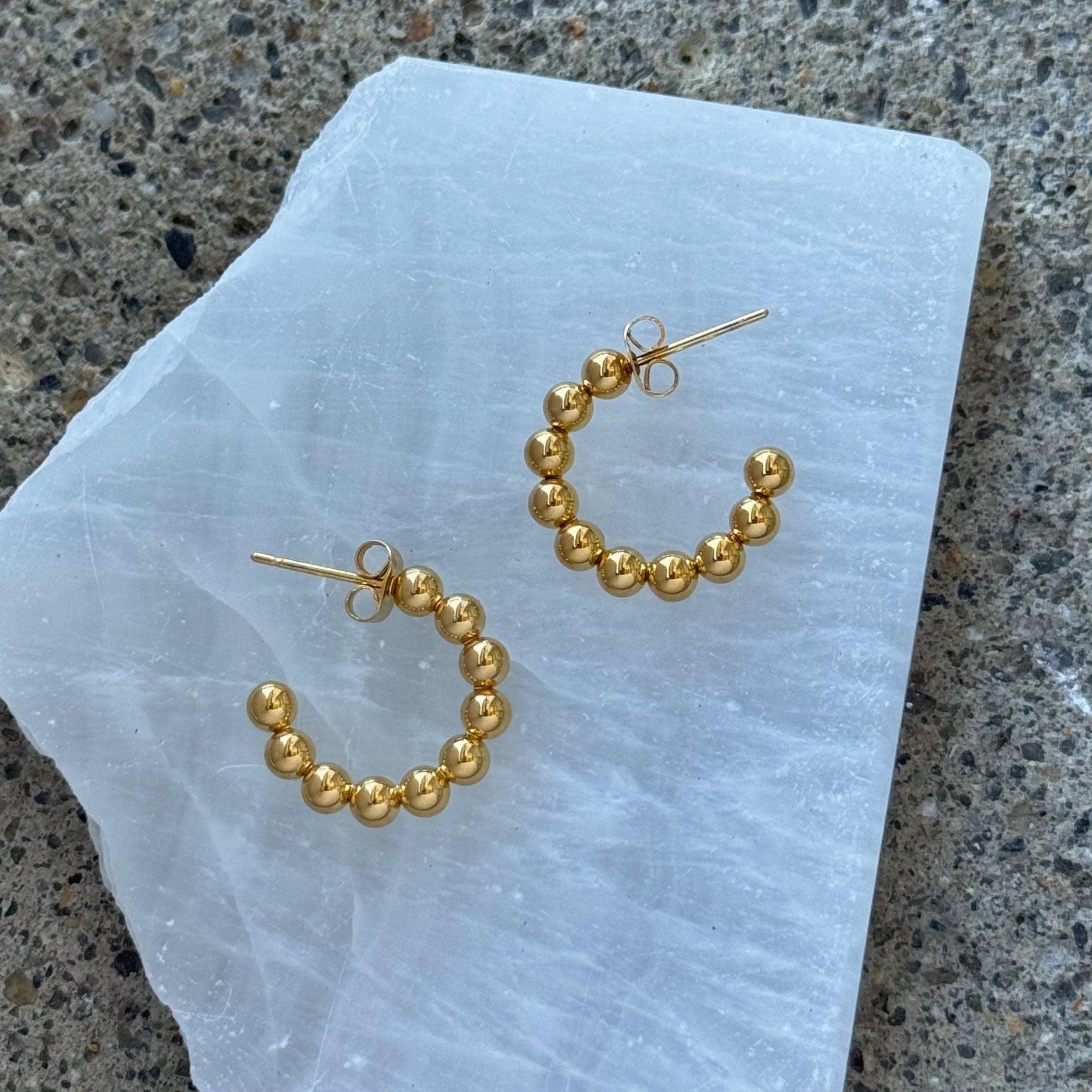 3MM GOLD BEADED HOOP earrings