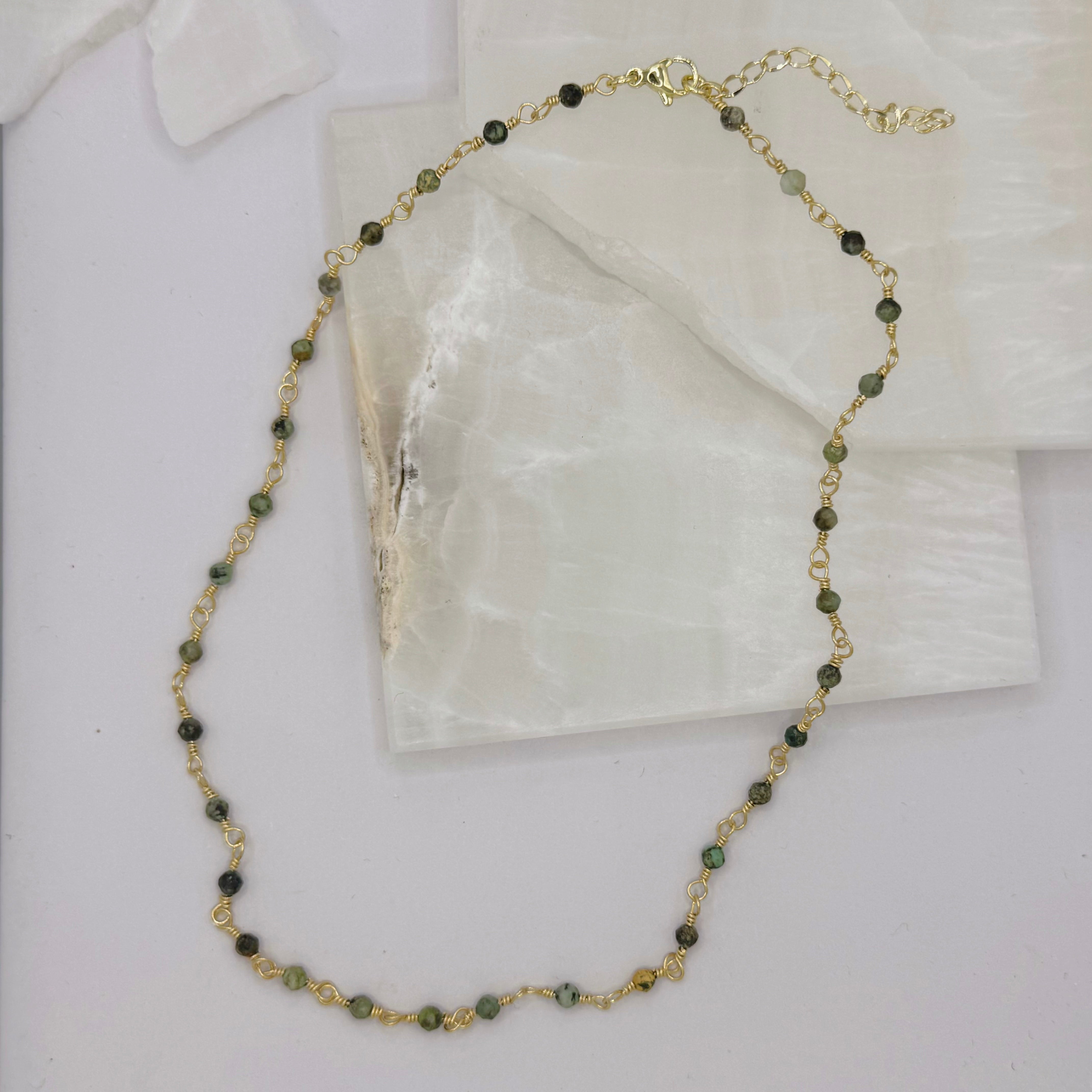 DIAMOND CUT RUBY ZOISITE ROUND BEADED necklace