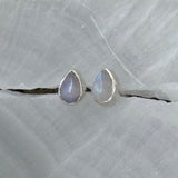 SILVER TEARDROP MOONSTONE STUD earrings