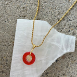 GOOD FORTUNE 20MM RED JADE necklace
