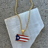 GOLD PUERTO RICO ENAMEL MAP necklace