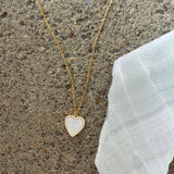 GOLD CRYSTAL HEART MOTHER OF PEARL necklace