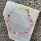GOLD PINK EVIL EYE STEEL bracelet
