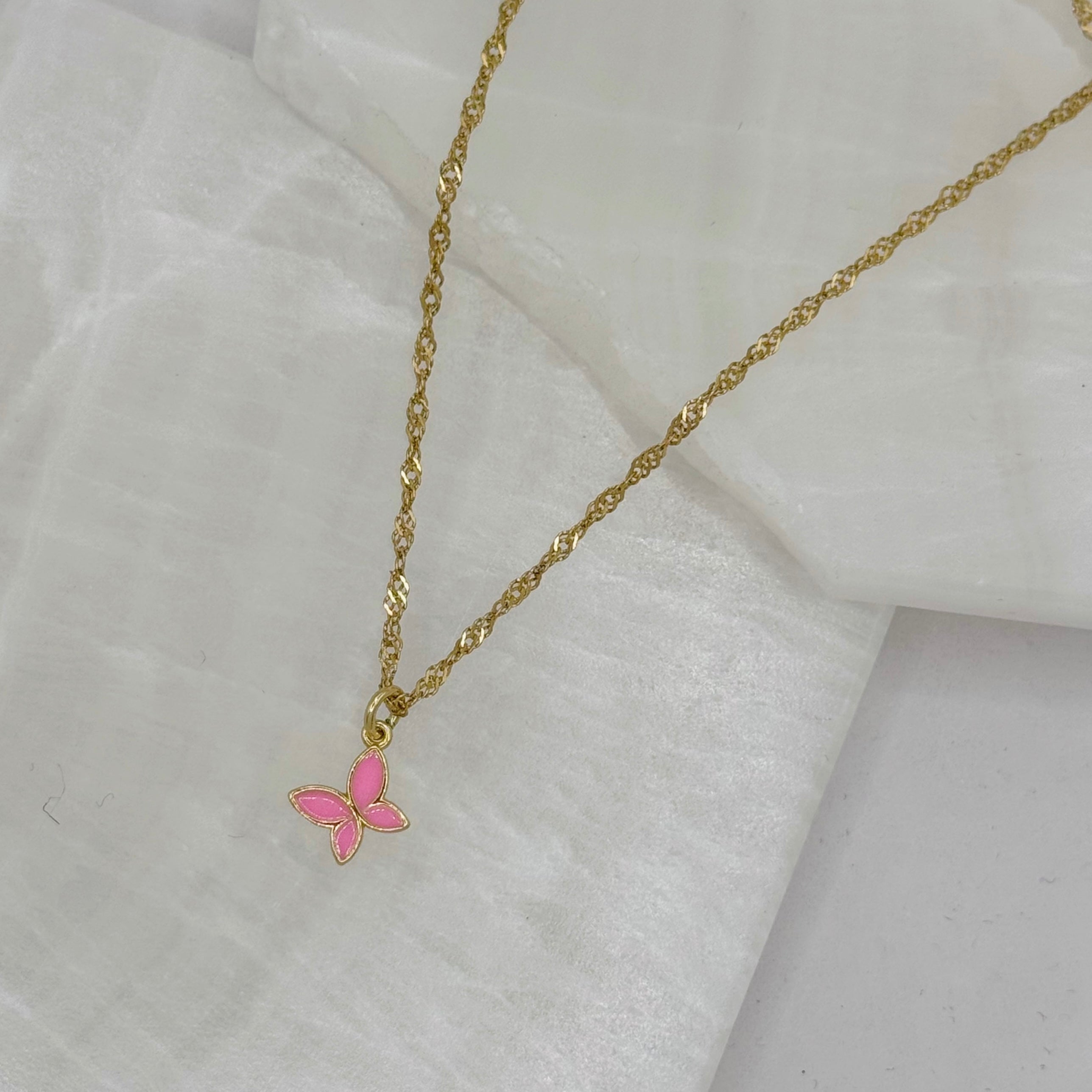 LIGHT PINK BUTTERFLY SUPER MINI necklace