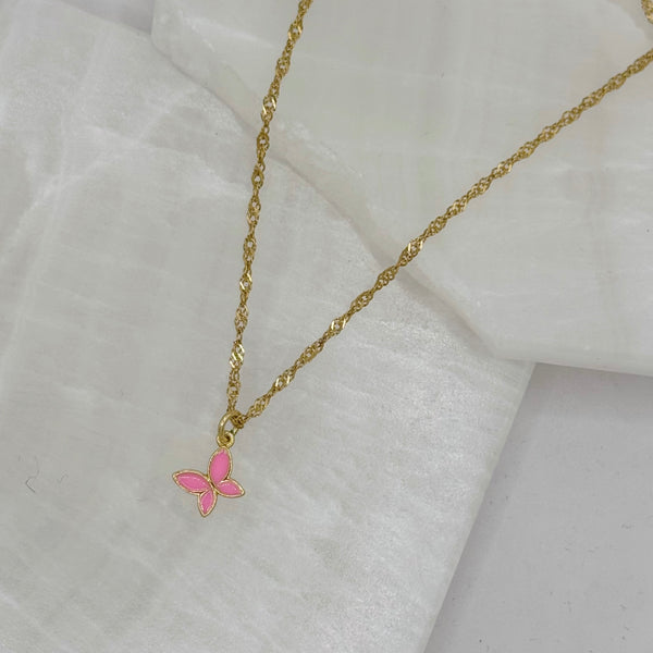 LIGHT PINK BUTTERFLY SUPER MINI necklace