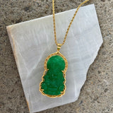 KWAN YIN SACE GREEN JADE necklace