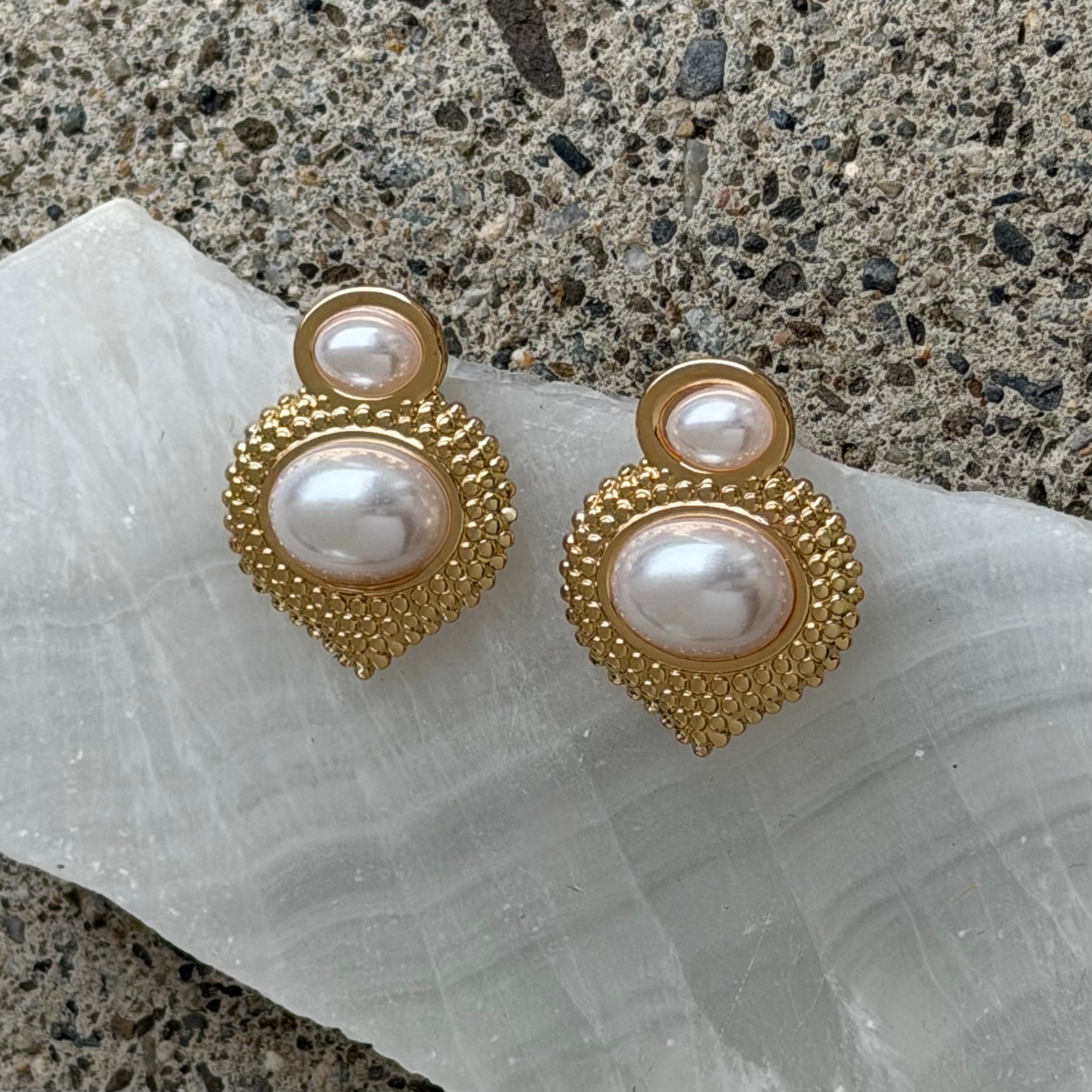 GOLD CHUNKY TEXTURED PEARL earrings