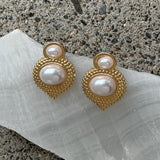 GOLD CHUNKY TEXTURED PEARL earrings