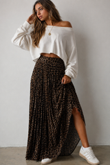 LARISSA LEOPARD PRINT PLEATED FLOWY skirt