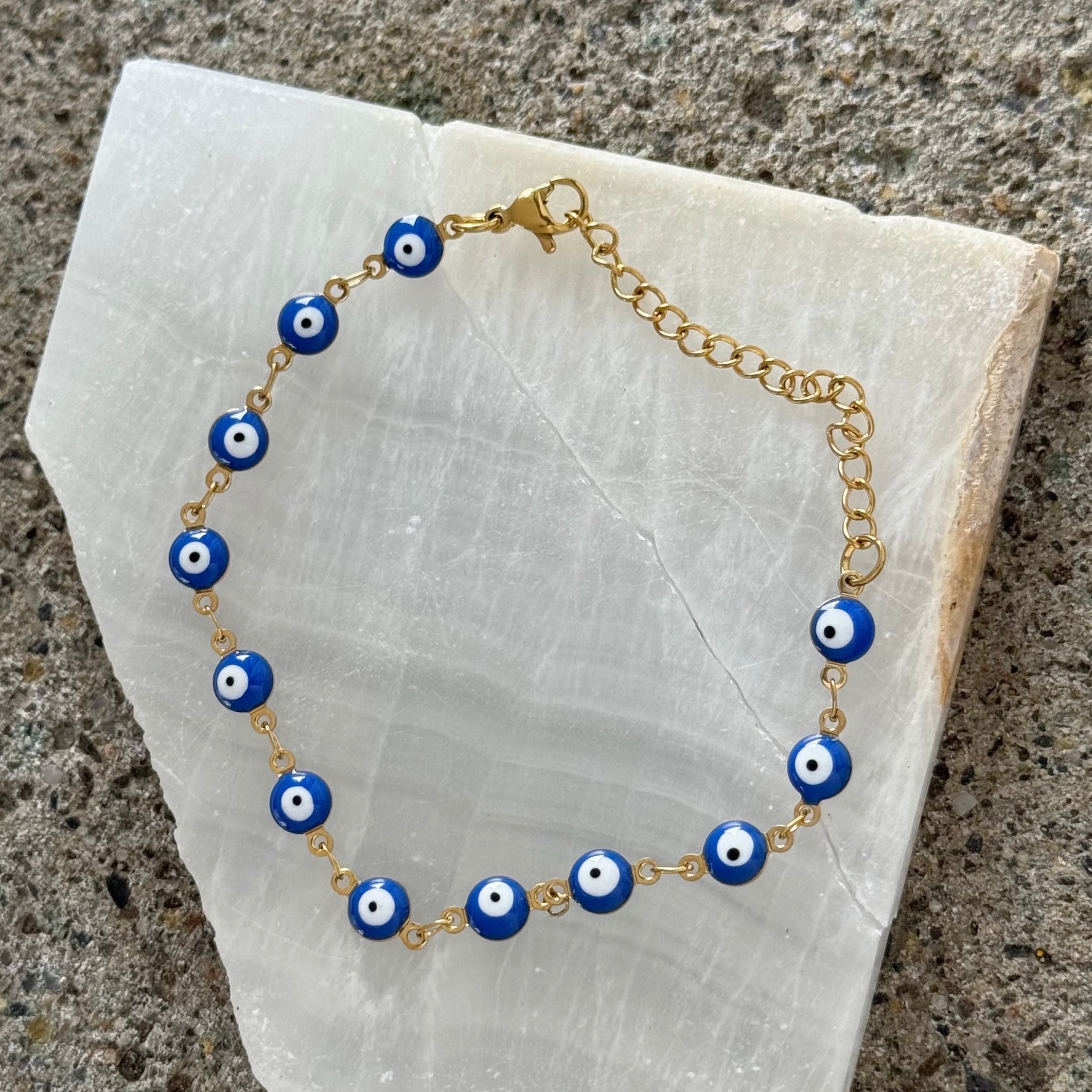 GOLD BLUE EVIL EYE STEEL bracelet
