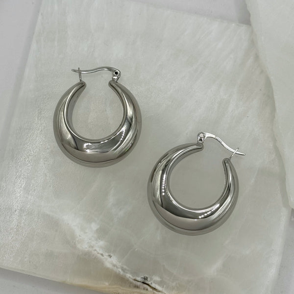 SILVER ABRIANA TAPERED HOOP earrings