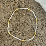 DIAMOND CLEAR QUARTZ GOLD BEADED STRETCHY bracelet