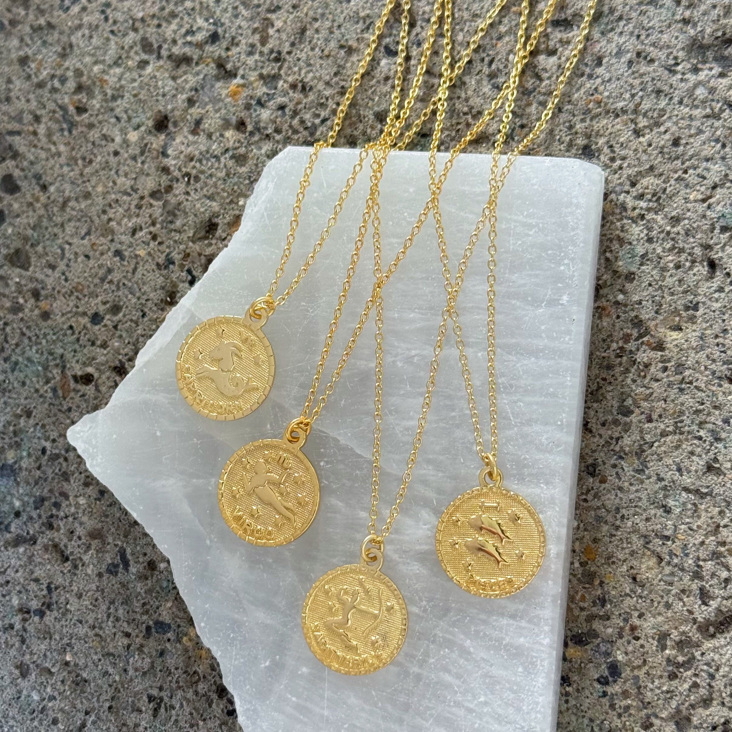 GOLD ZODIAC MEDALLION MINI necklace