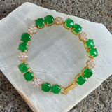CRYSTAL FLOWER DOUBLE GREEN JADE bracelet