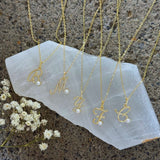 GOLD CURSIVE INITIAL PEARL MINI necklace