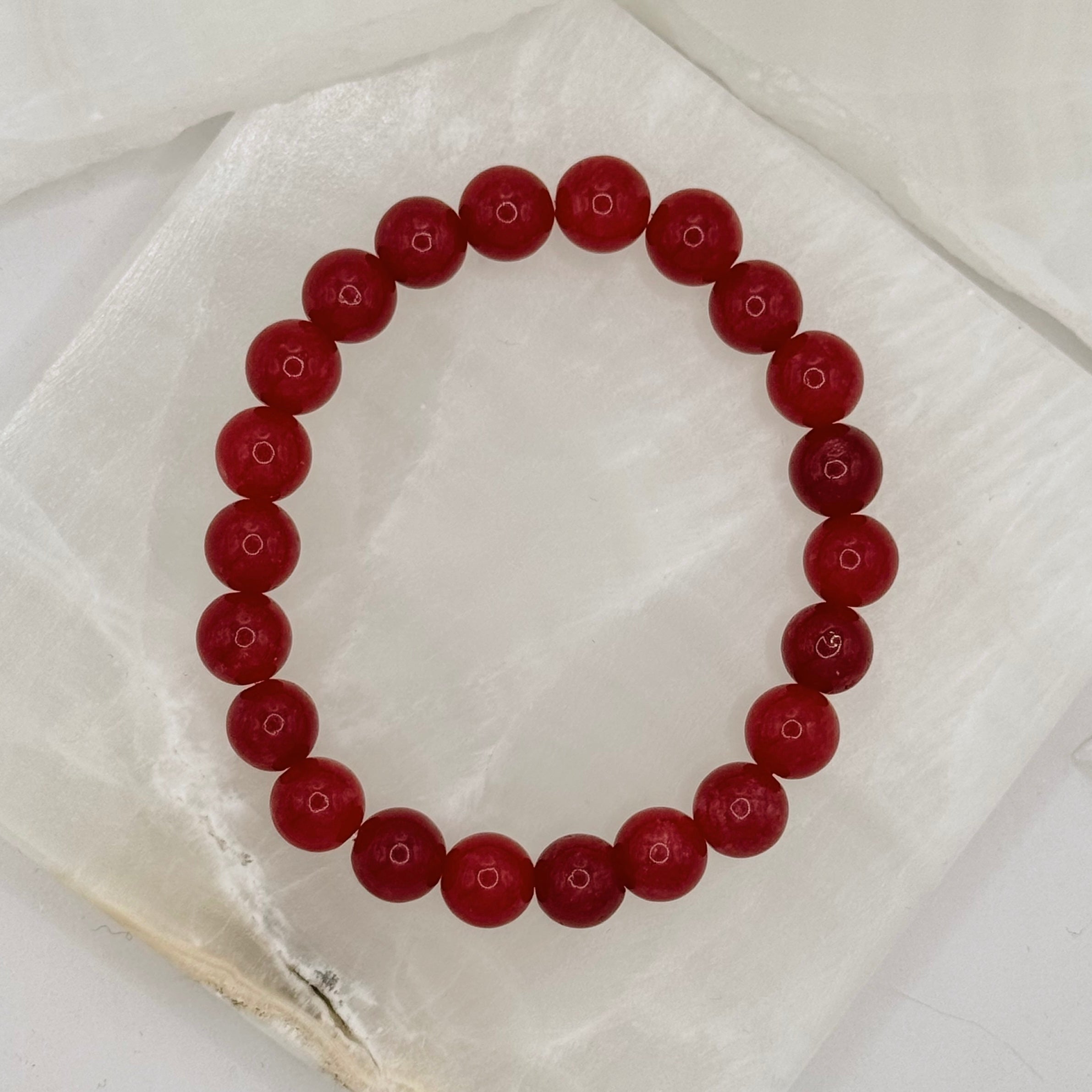 8MM RED AGATE BEADED bracelet