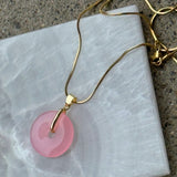 ROUND PINK JADE necklace