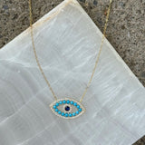 GOLD TURQUOISE BEADED EVIL EYE necklace