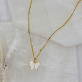WHITE ENAMEL BUTTERFLY MINI necklace