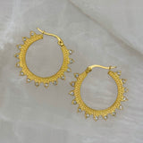 CRYSTAL GOLD BOHO HOOP earrings