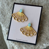 GOLD AQUAMARINE ASYA FAN earrings