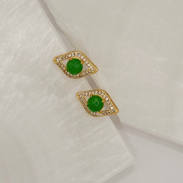 EYE GREEN JADE STUD earrings