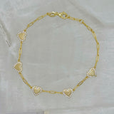 GOLD BRUSHED HEART CHAIN LINK bracelet