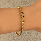 GOLD ROPE CABLE CRYSTAL CUFF bangle