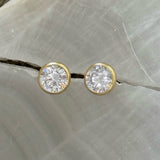 GOLD ROUND CRYSTAL BEZEL STUD earrings