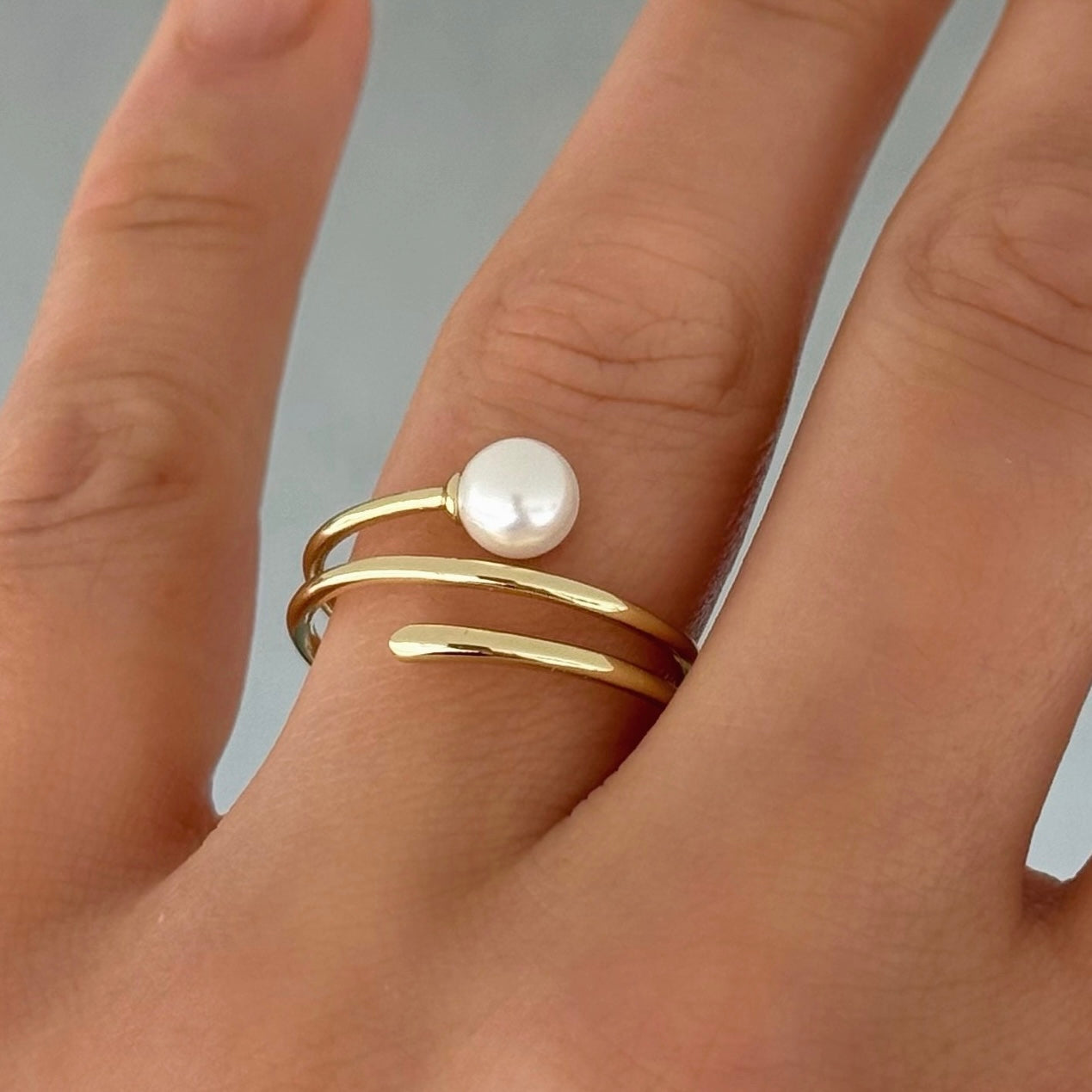 GOLD SWIRL PEARL ring