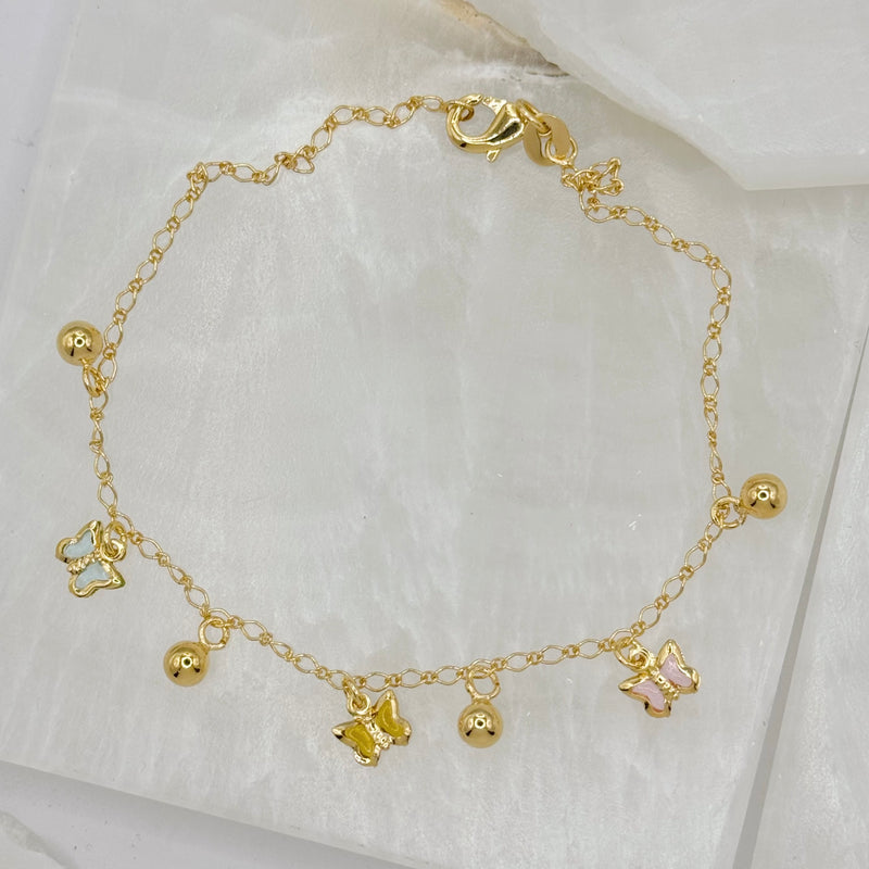 PASTEL & BALL BUTTERFLY anklet