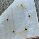 GOLD BLUE TOPAZ HEART DAINTY bracelet