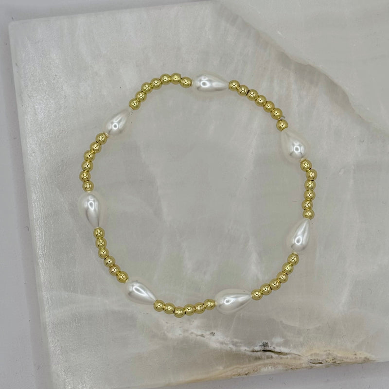 GOLD TEARDROP PEARL BEADED bracelet