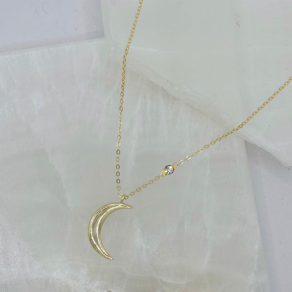 CRESCENT MOON & STUD necklace